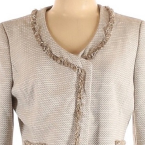 Tahari | Blazer Beige Career Professional 10 Petite Twill Cream Khaki - Picture 6 of 8